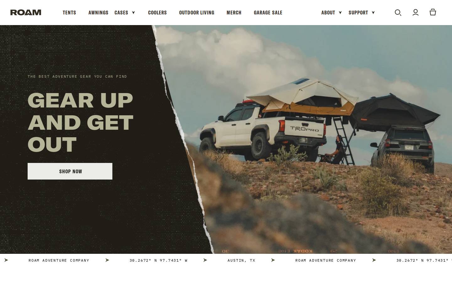 roamadventureco.com homepage screenshot