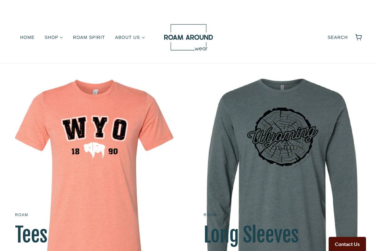 roamaroundwear.com homepage screenshot