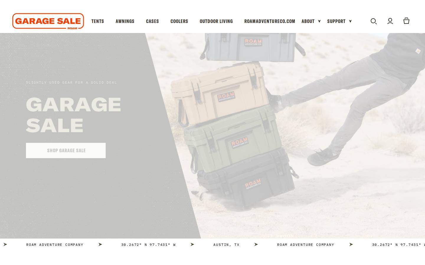 roamgaragesale.com homepage screenshot
