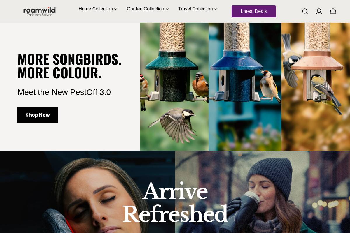 Roamwild homepage screenshot