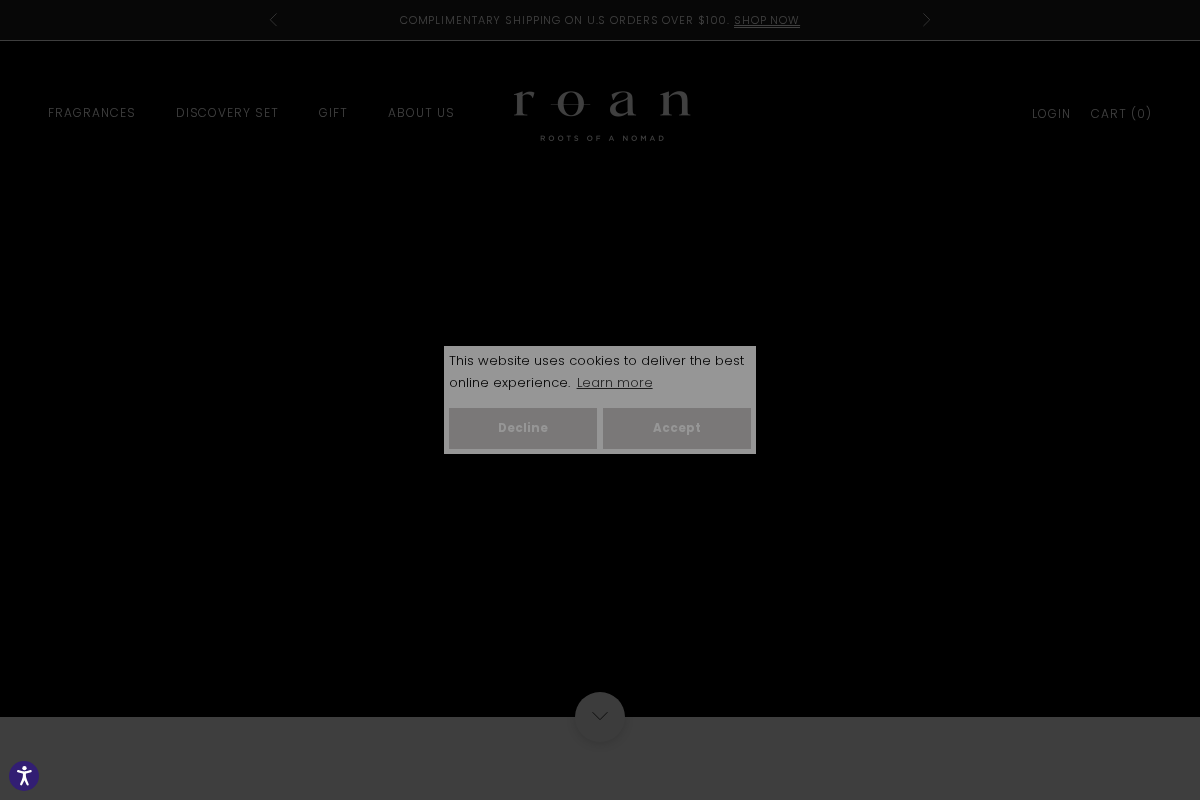 ROAN Fragrances homepage screenshot