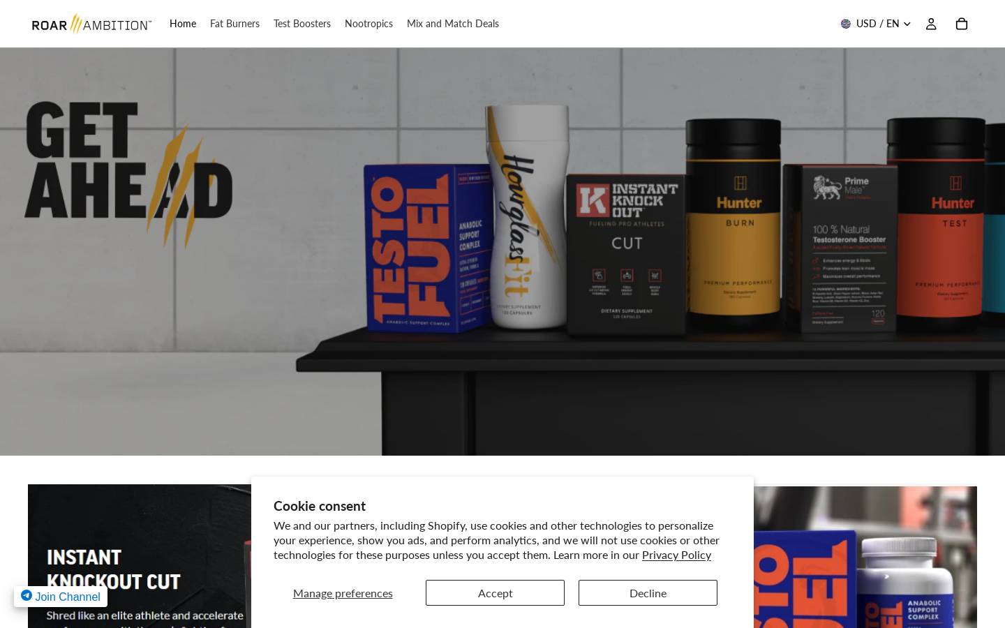 Roar Ambition homepage screenshot