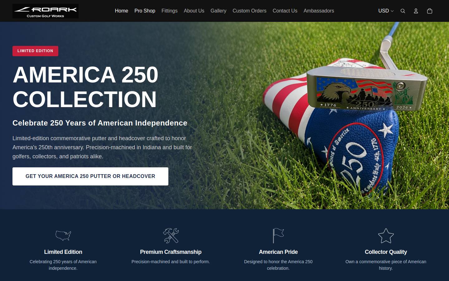 roarkgolf.com homepage screenshot