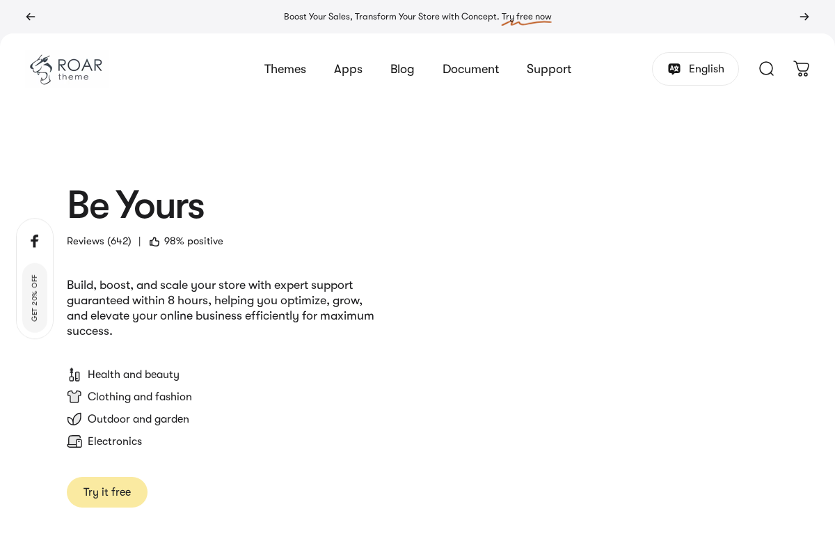 Roartheme homepage screenshot