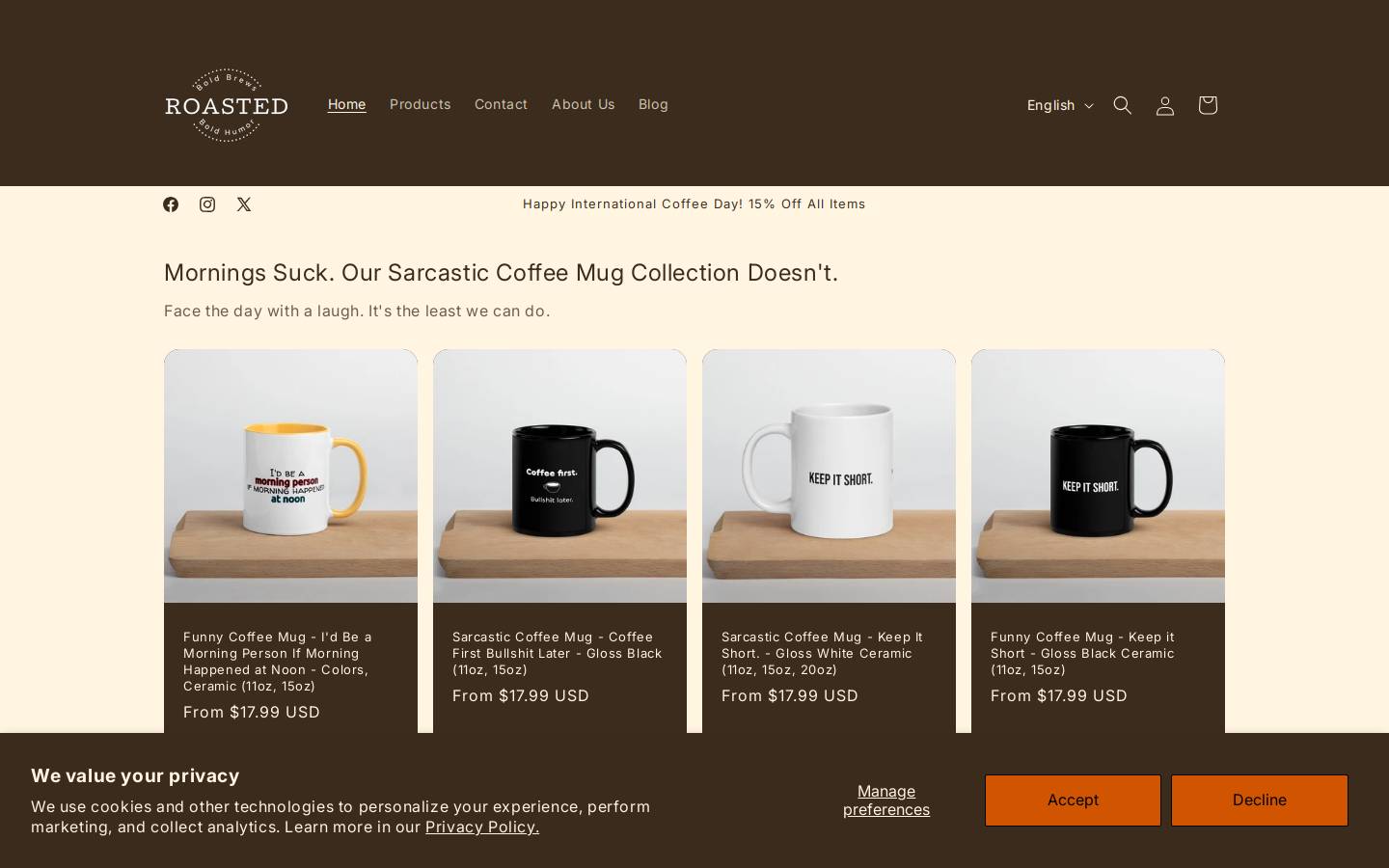 roasted.store homepage screenshot