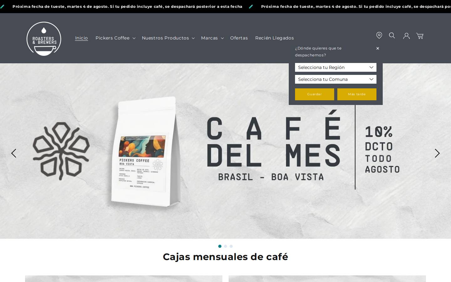 roastersandbrewers.cl homepage screenshot