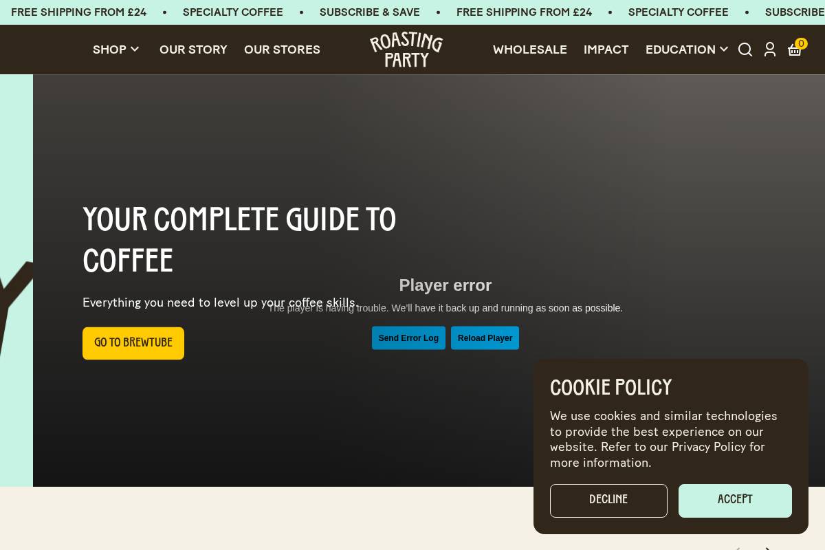 roastingparty.com homepage screenshot