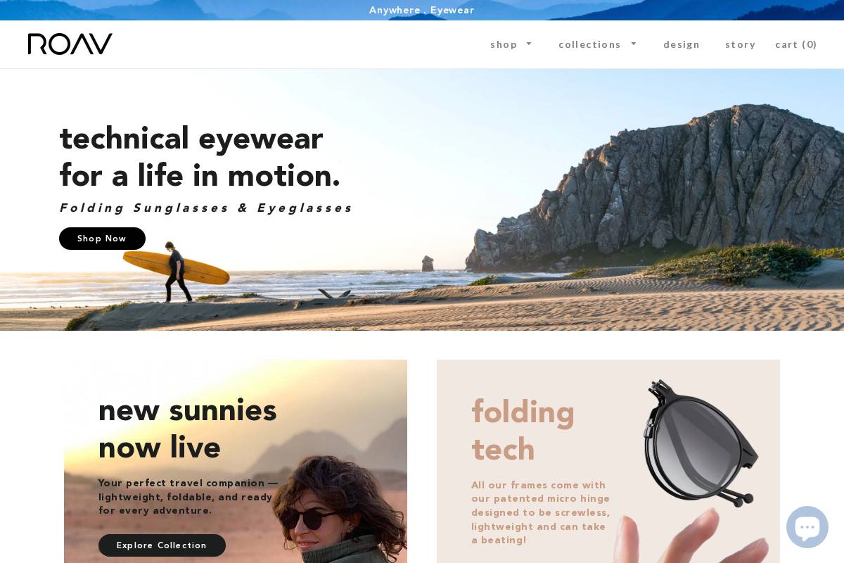 roaveyewear.ca homepage screenshot