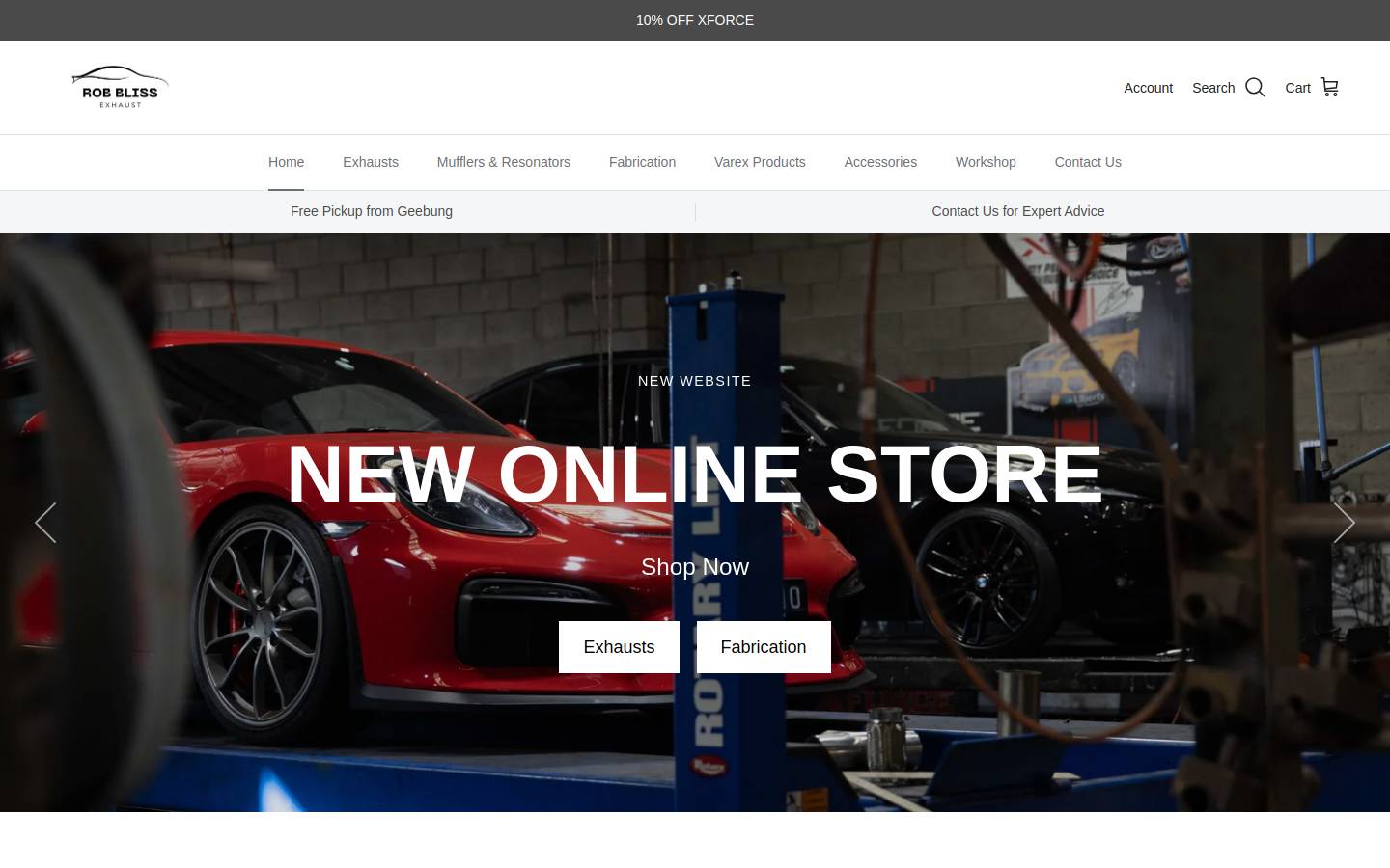 robblissexhaust.com.au homepage screenshot