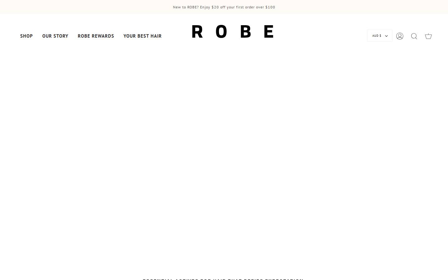 robehaircare.com homepage screenshot
