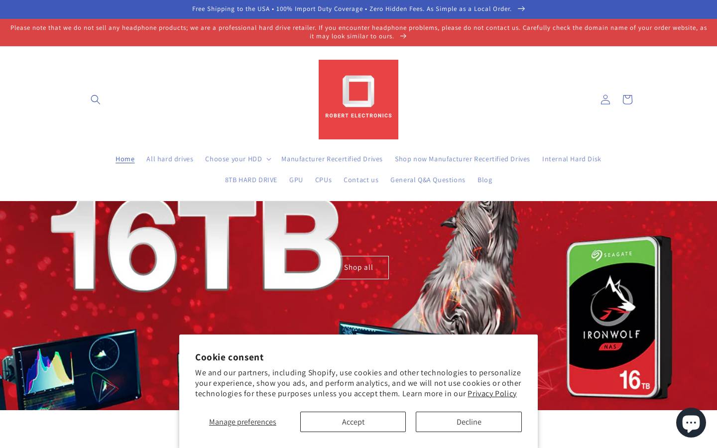 robertelectronics.com homepage screenshot