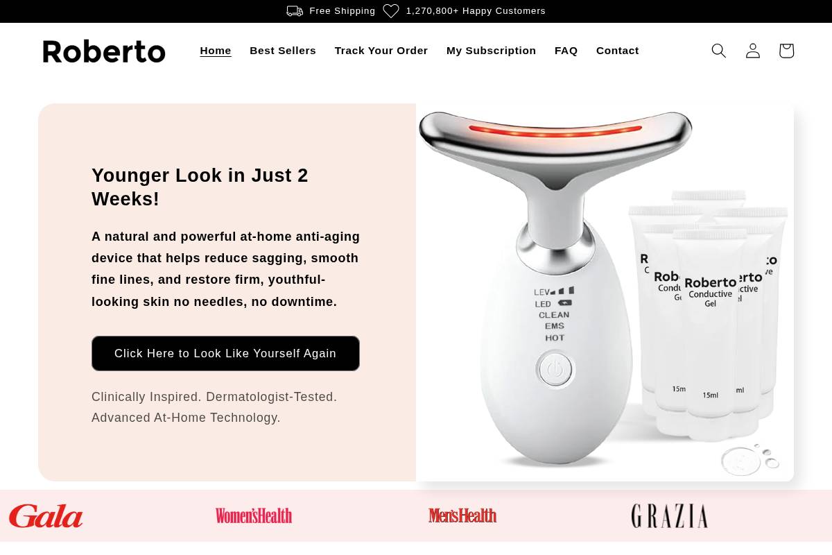 roberto-beauty.com homepage screenshot