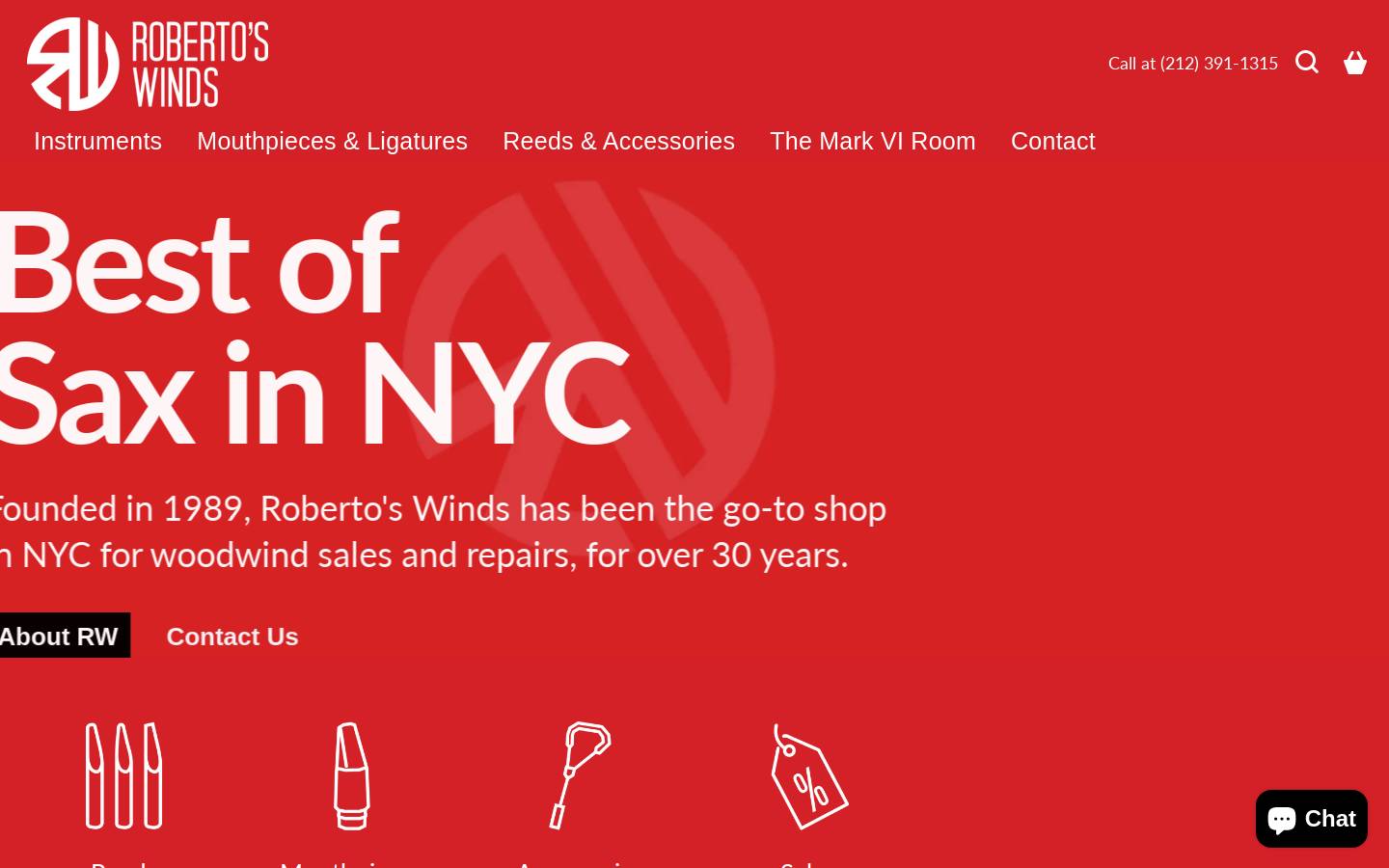 robertoswinds.com homepage screenshot
