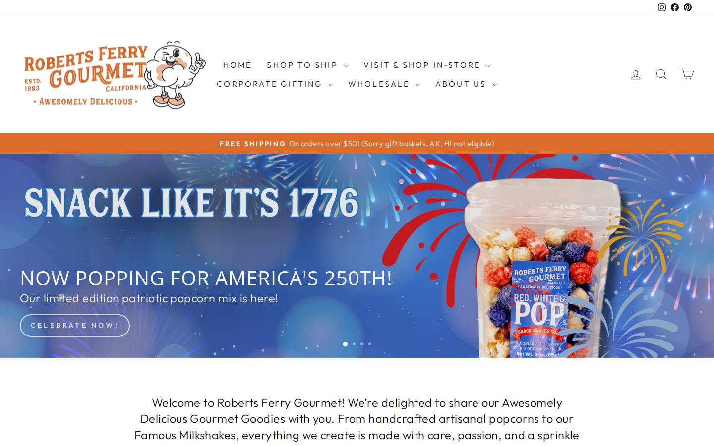 robertsferrynuts.com homepage screenshot