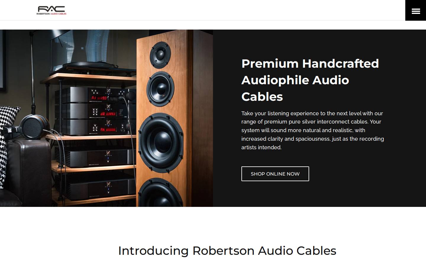 robertsonaudiocables.com.au homepage screenshot