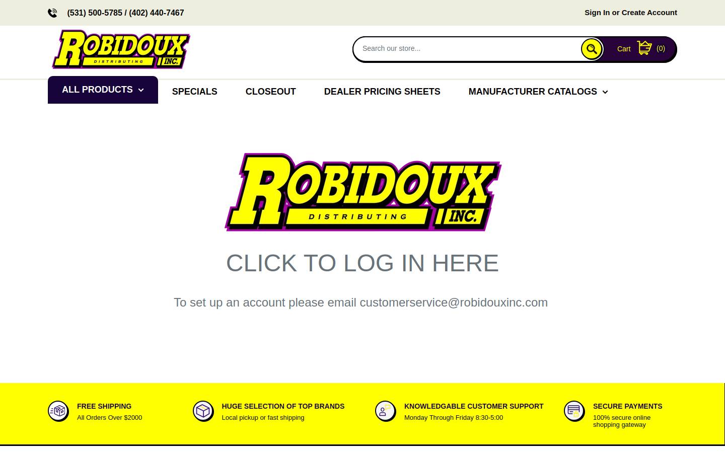 robidouxincdistributing.com homepage screenshot