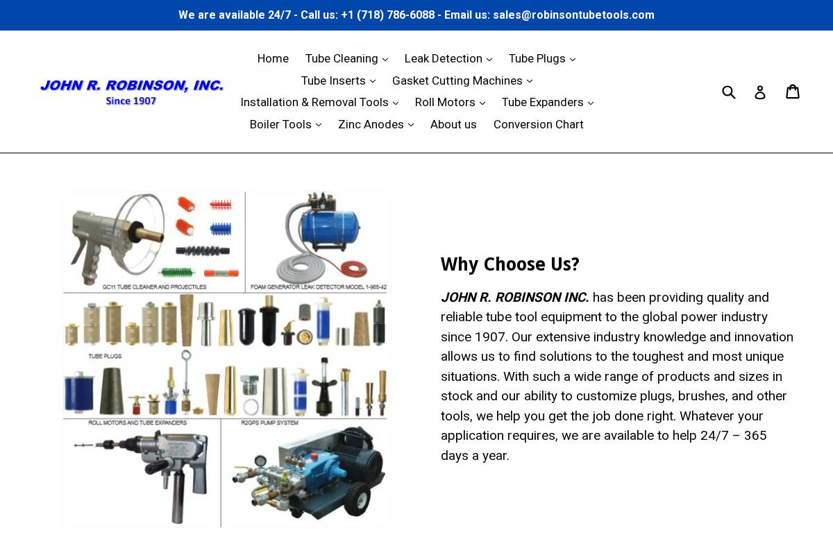 robinsontubetools.com homepage screenshot