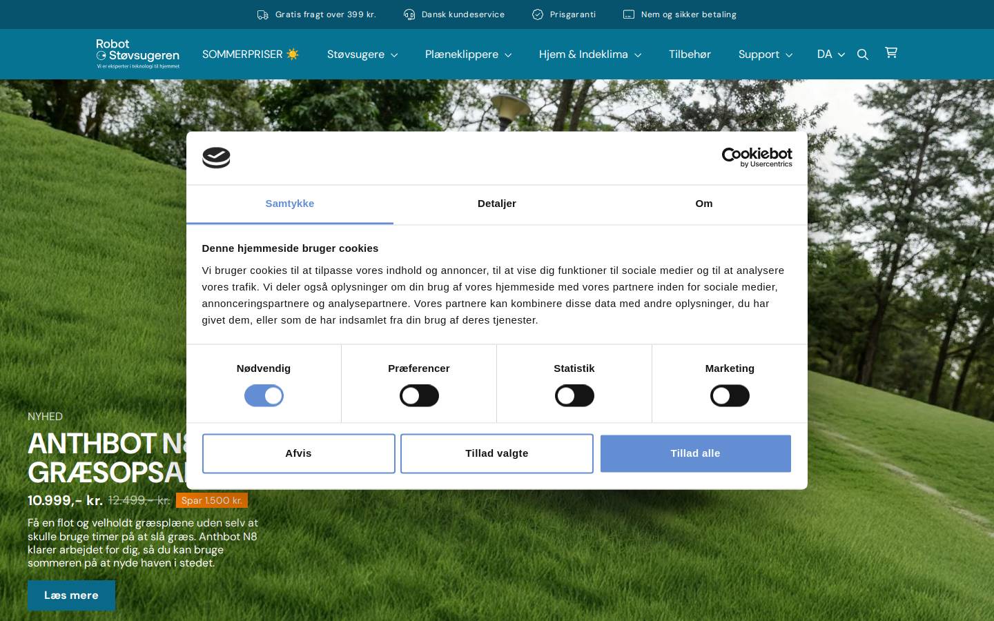 Robotstøvsugeren.dk homepage screenshot