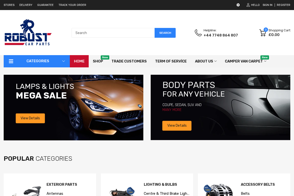 Robustcarparts homepage screenshot
