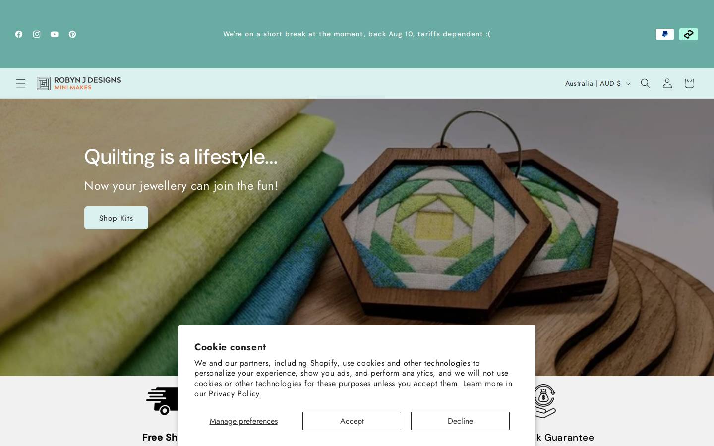 robynjdesigns.com.au homepage screenshot