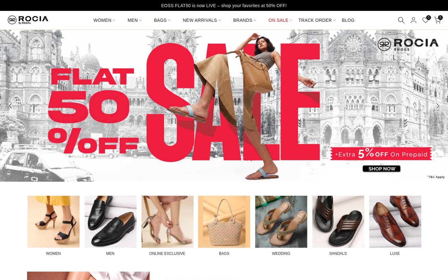 rociashoes.in homepage screenshot