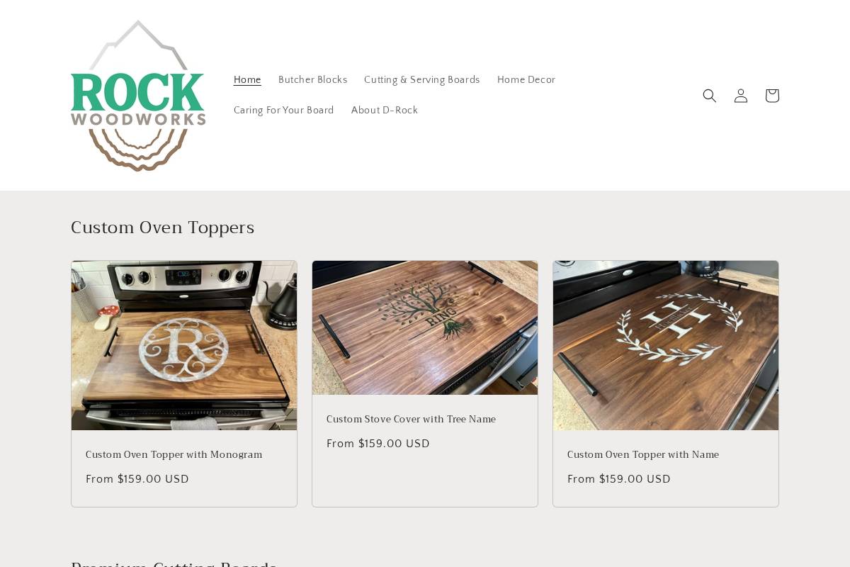 rock-woodworks.com homepage screenshot