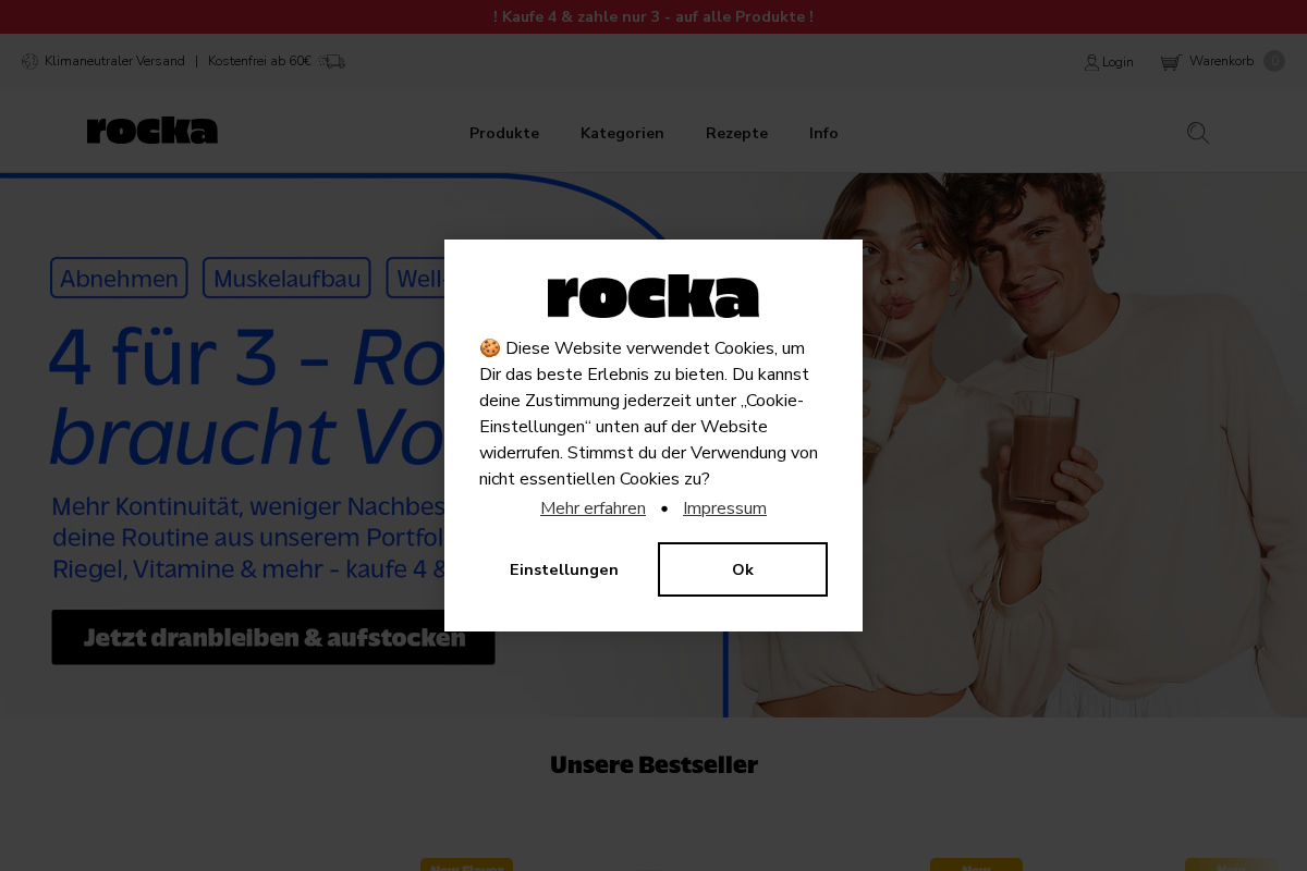 Rocka Nutrition homepage screenshot