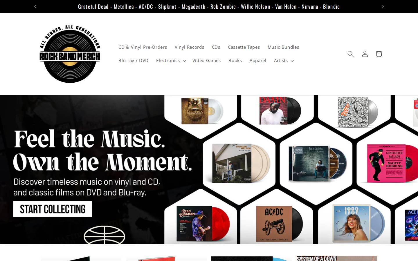 rockbandmerch.com homepage screenshot