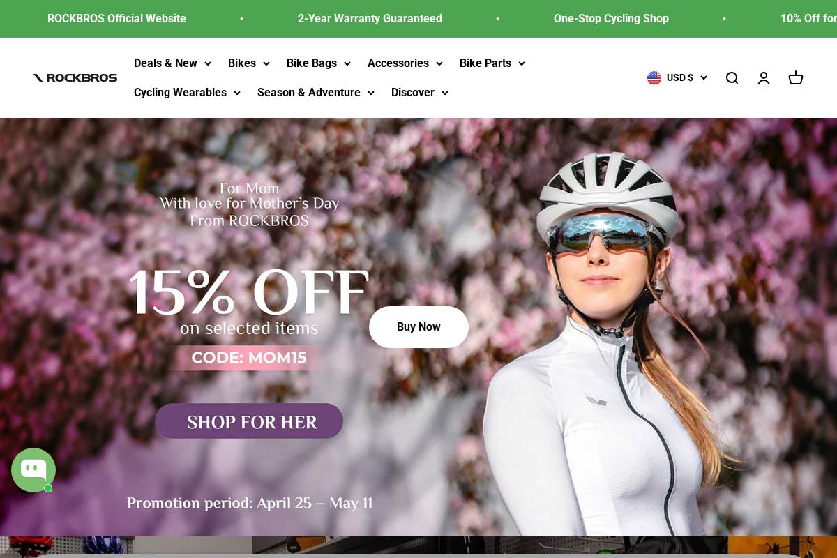 rockbrosbike.us homepage screenshot