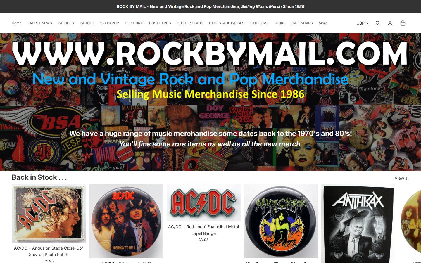 Rock By Mail homepage screenshot