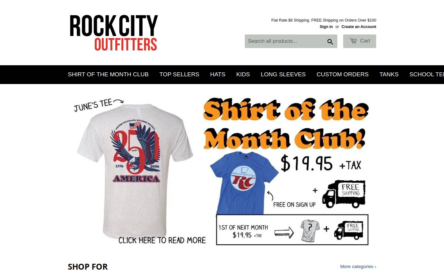 rockcityoutfitters.com homepage screenshot