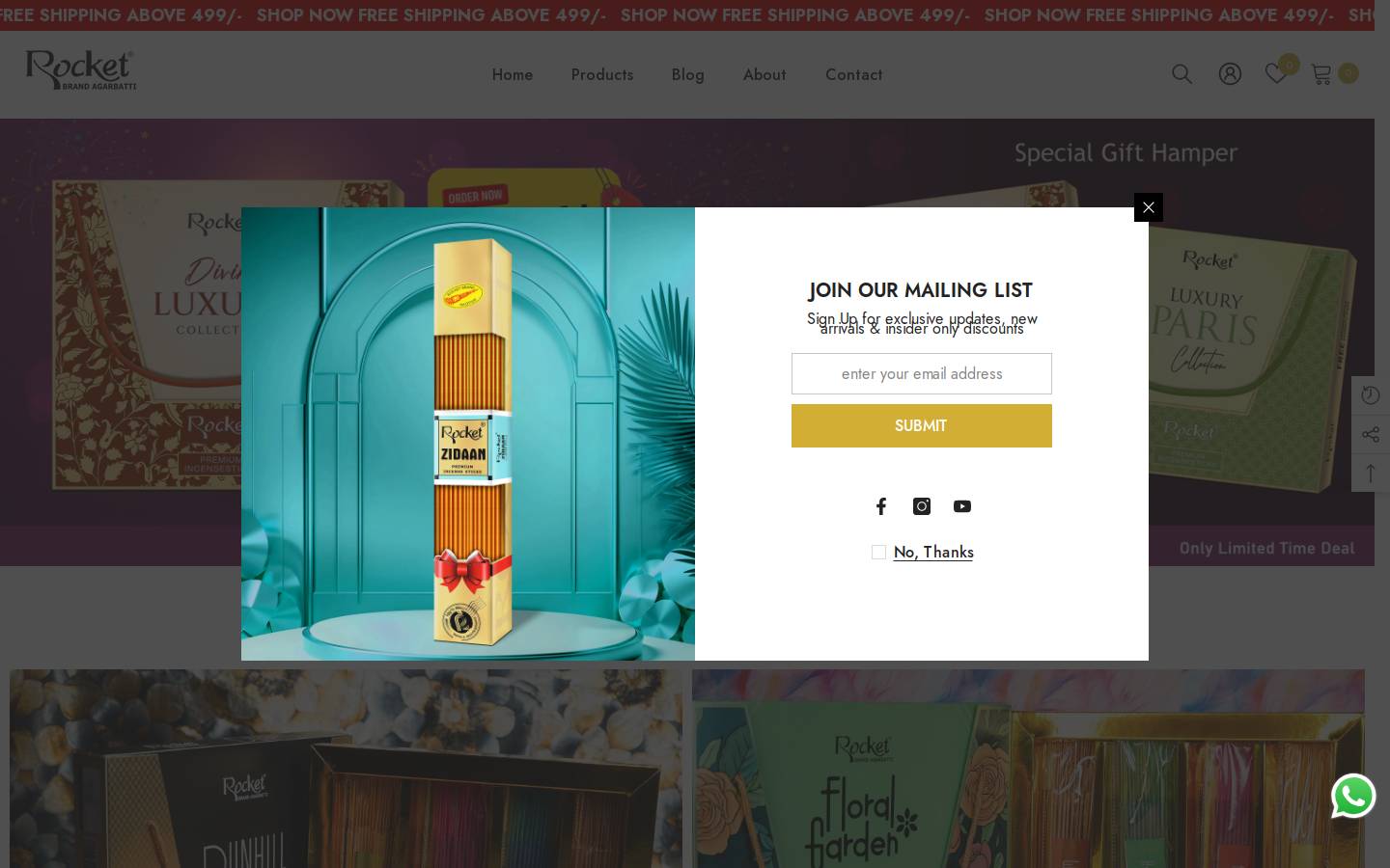 rocketagarbatti.com homepage screenshot