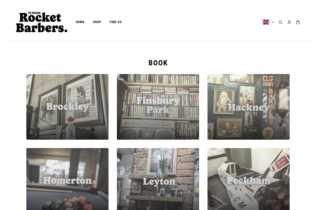 Rocket Barber Shop homepage screenshot