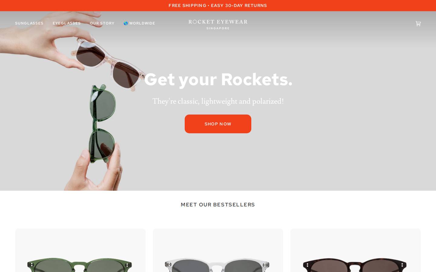 rocketeyewear.com homepage screenshot