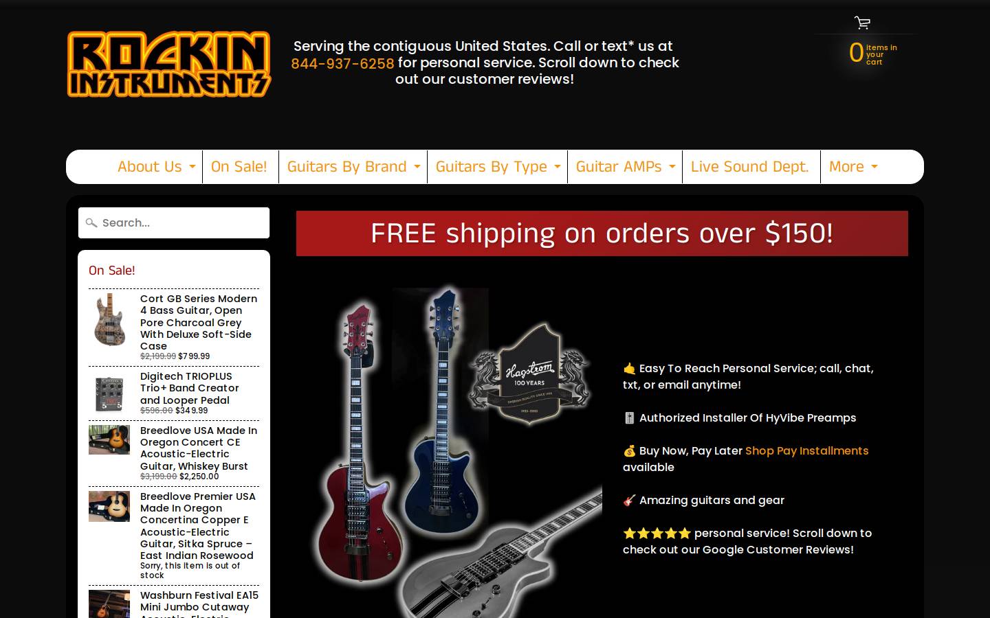 rockininstruments.com homepage screenshot
