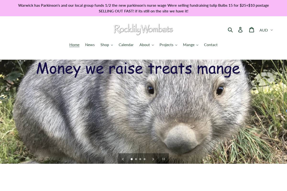 rocklilywombats.com homepage screenshot