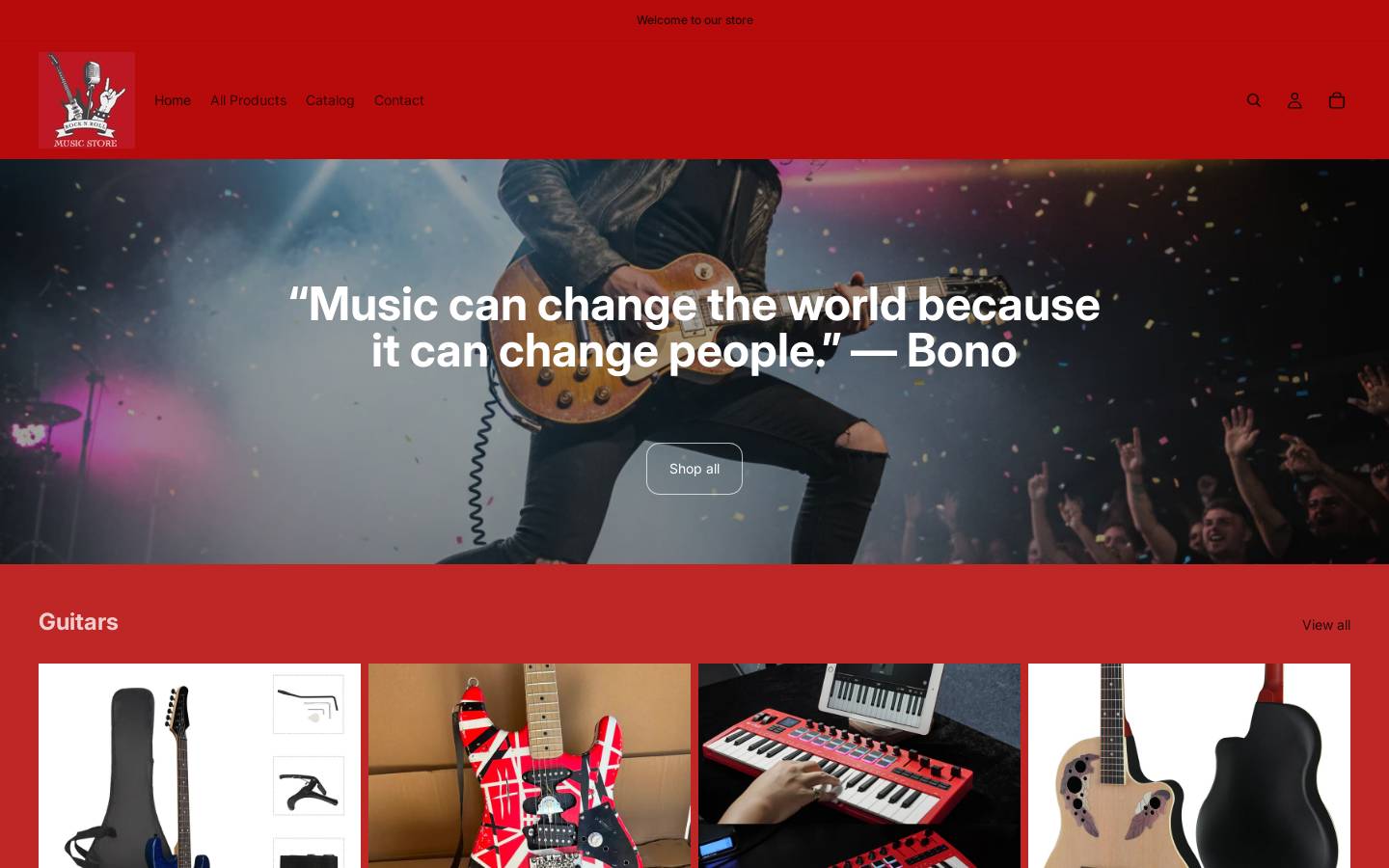 rocknrollmusicstore.com homepage screenshot