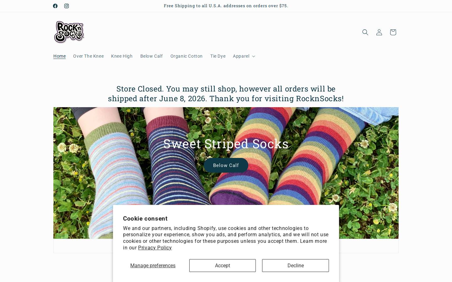 rocknsocks.biz homepage screenshot
