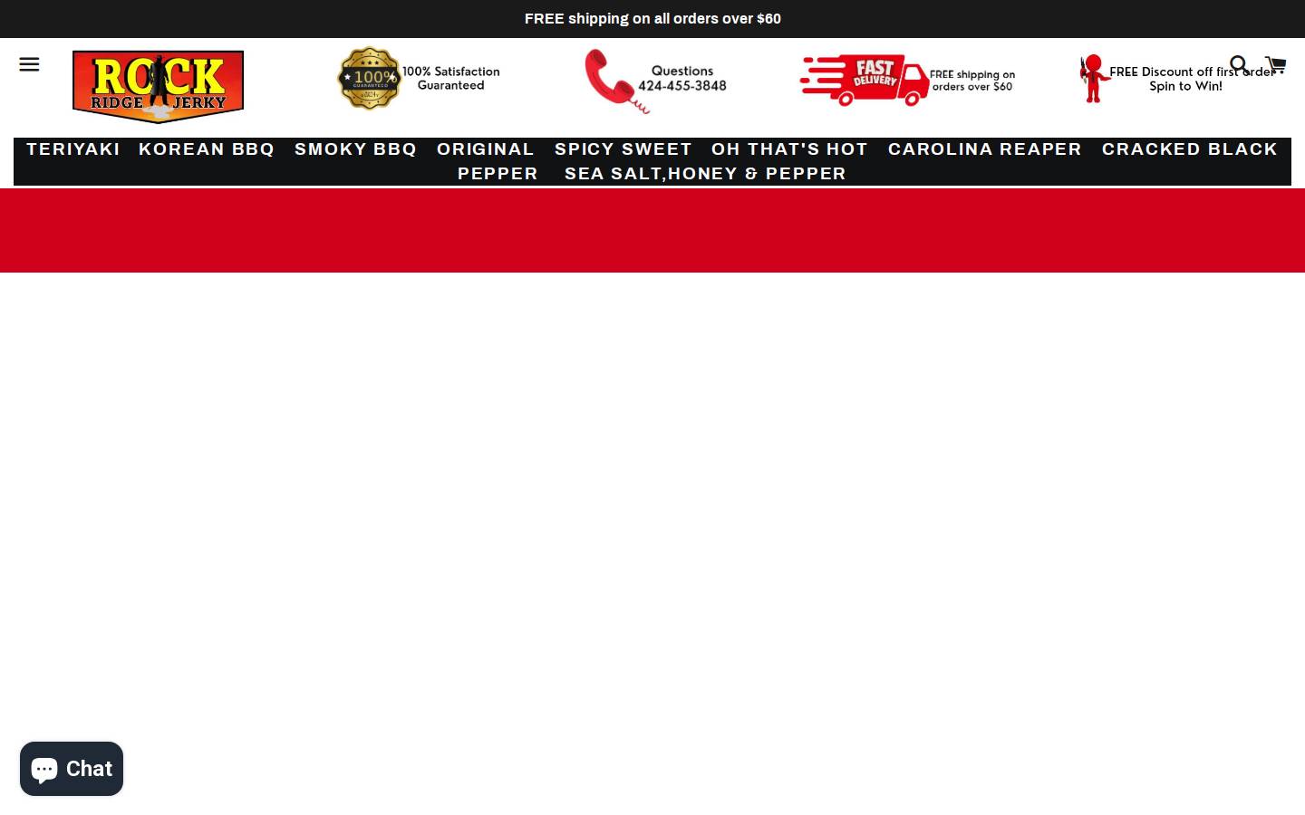 rockridgejerky.com homepage screenshot