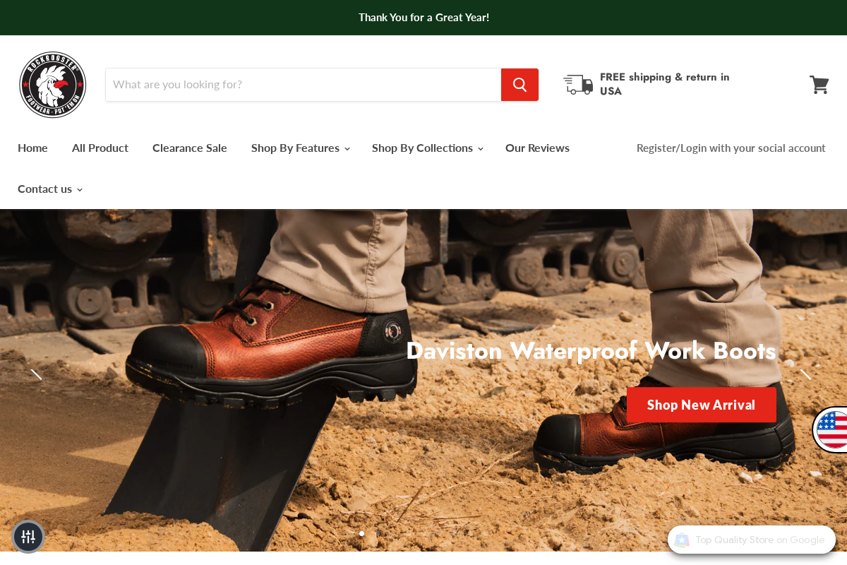 Rock Rooster Footwear Inc homepage screenshot