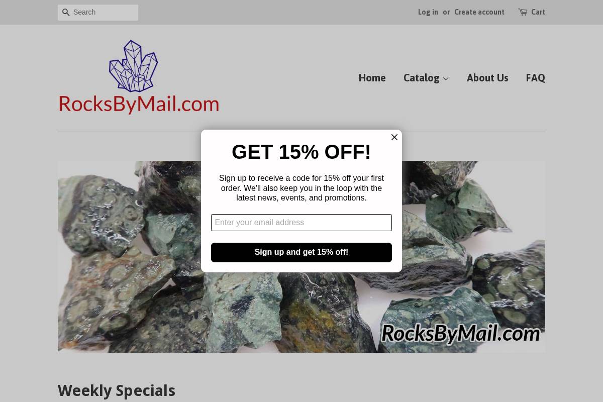 rocksbymail.com homepage screenshot