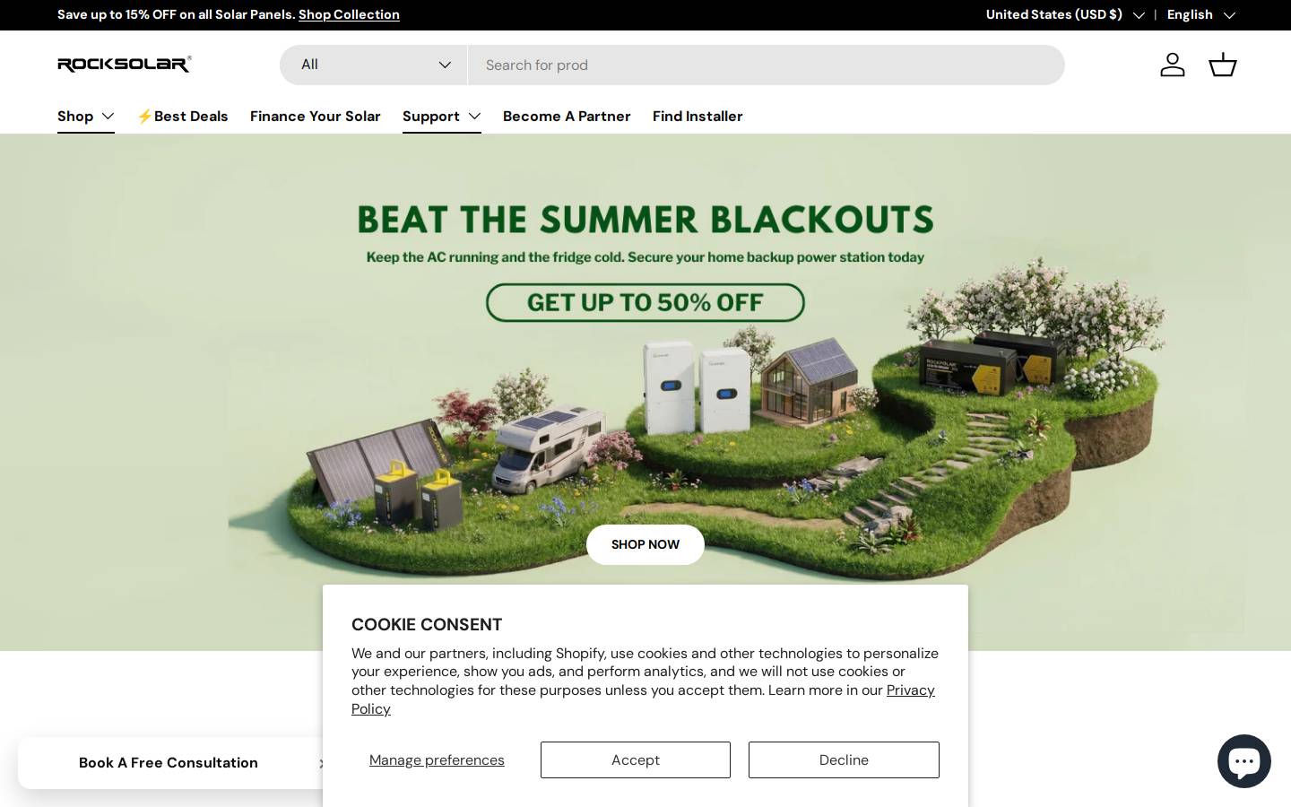 rocksolars.com homepage screenshot