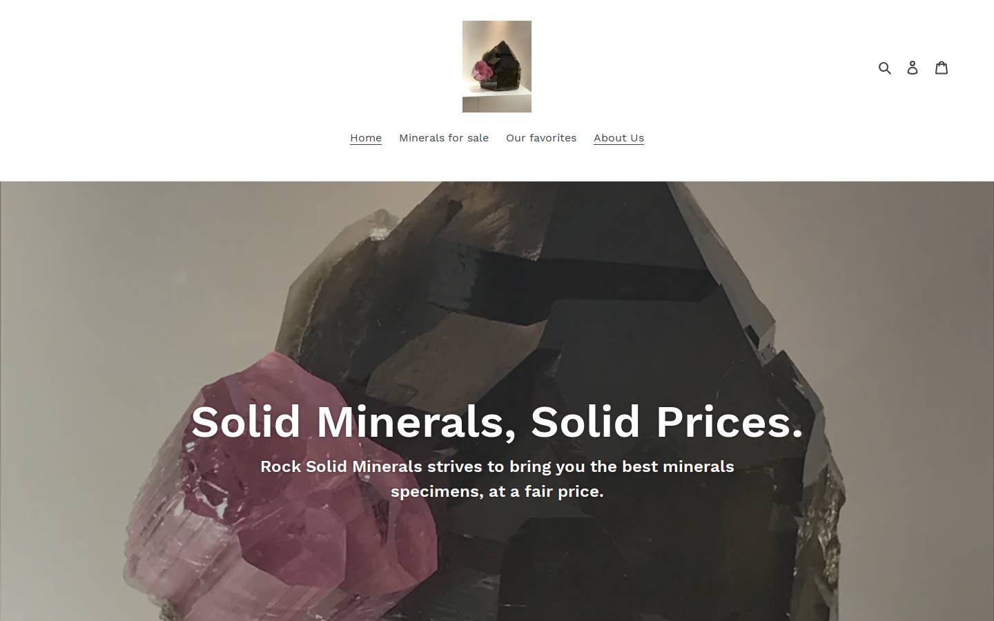 rocksolidminerals.com homepage screenshot