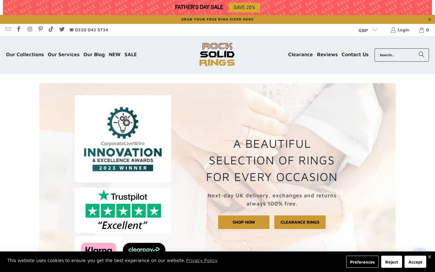 Rock Solid Rings homepage screenshot