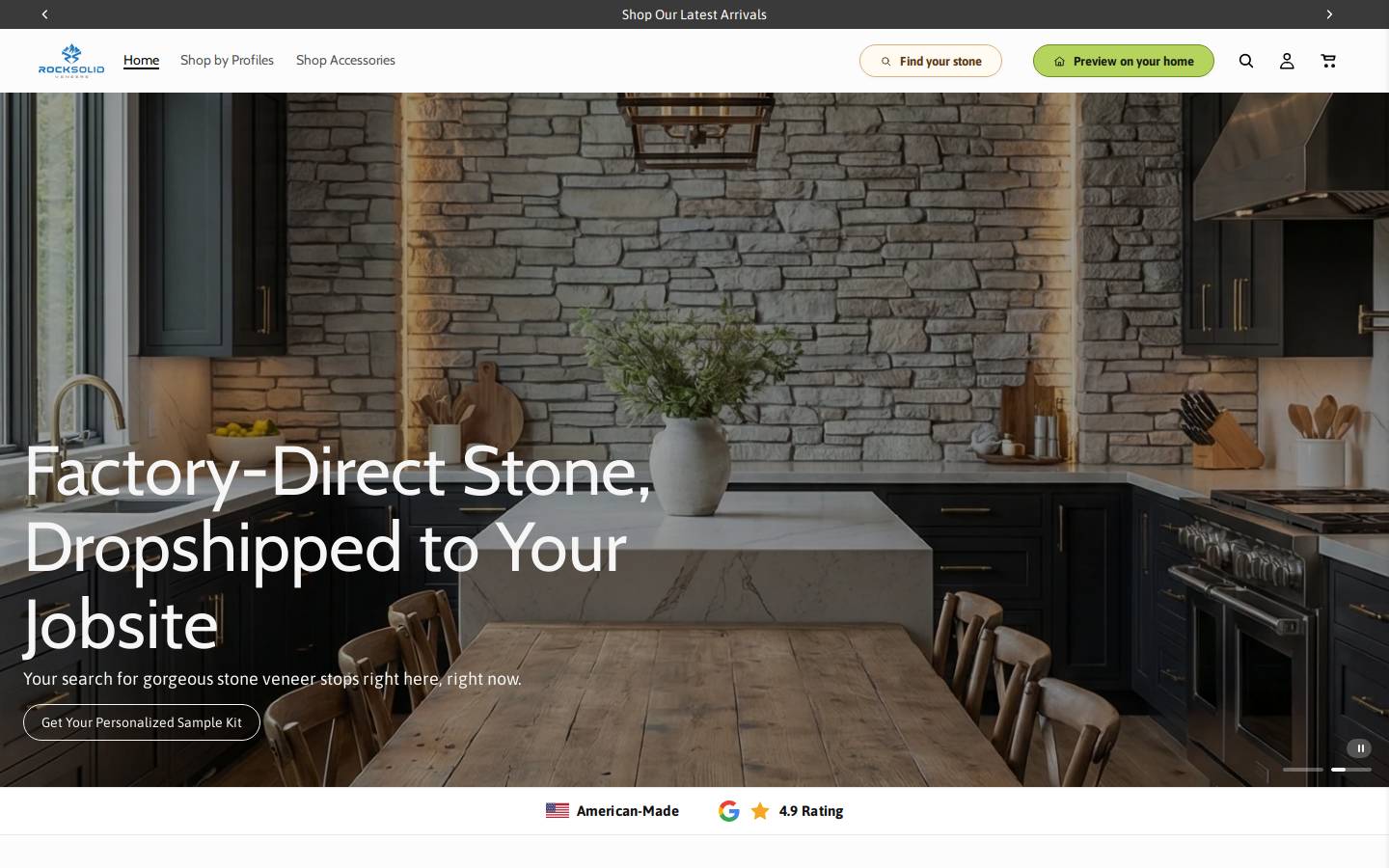 rocksolidveneers.com homepage screenshot