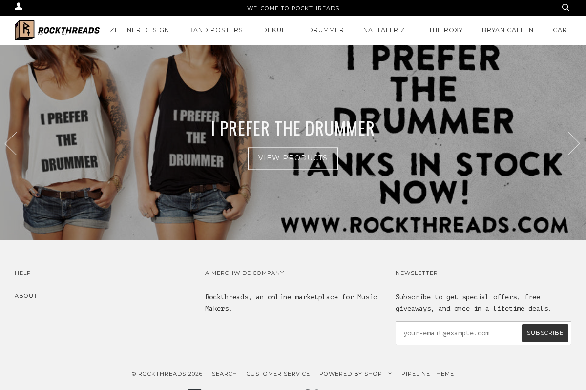 Rockthreads homepage screenshot