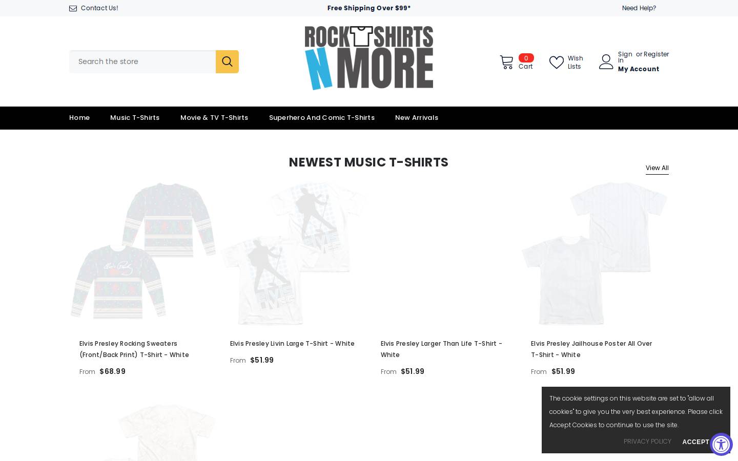 rocktshirtsnmore.com homepage screenshot