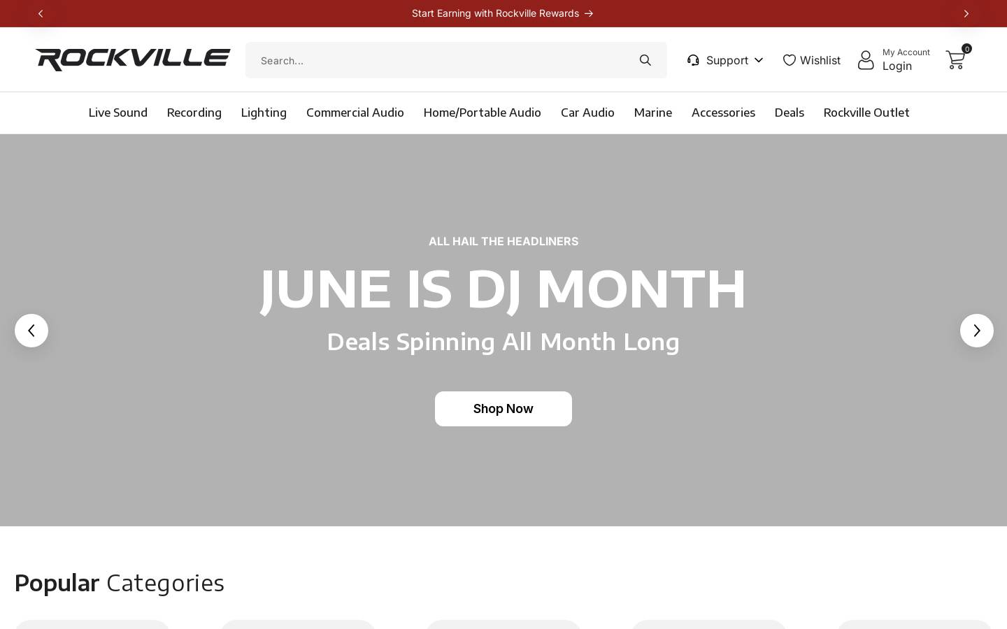 Rockville Audio homepage screenshot