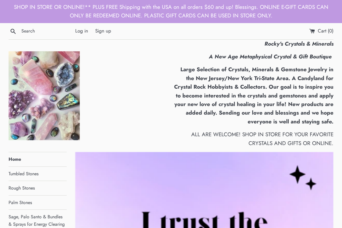 rockyscrystalsonline.com homepage screenshot