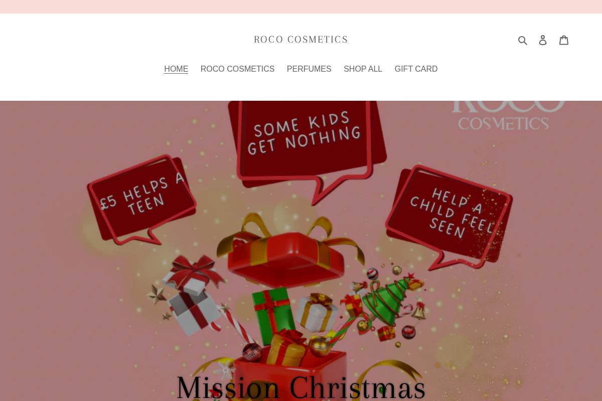 Rococosmetics homepage screenshot